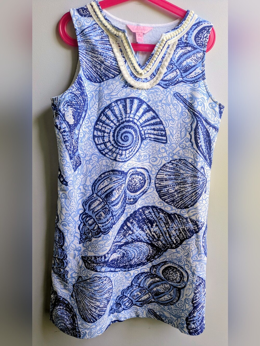 NWOT.... Lilly Pulitzer Blue/White Shell-Print Harper Dress Girls SizeXL(12-14)